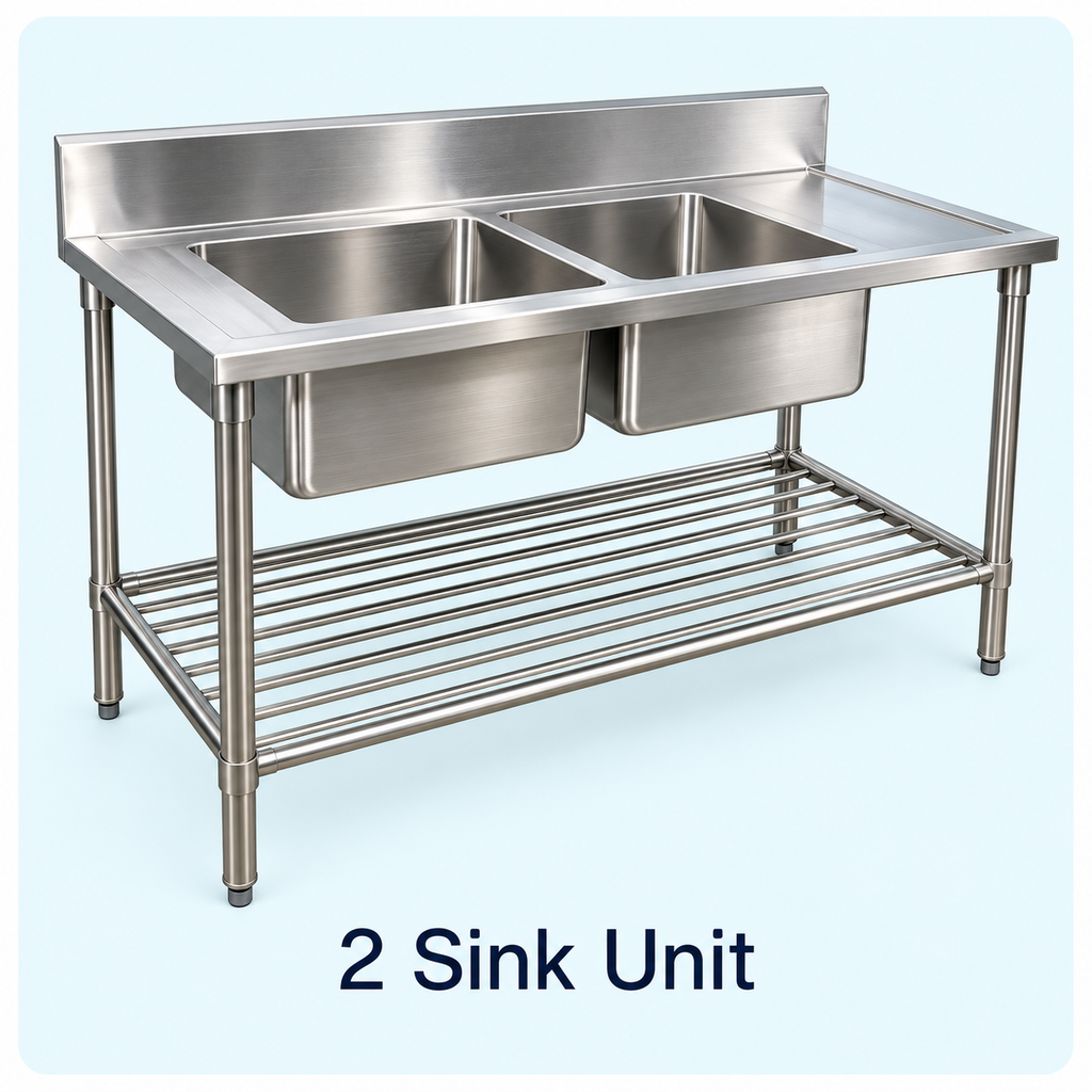 SS Wash Basin 2 Sink Unit